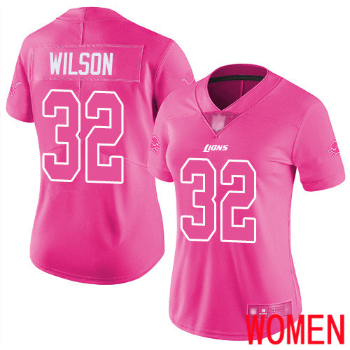 Detroit Lions Limited Pink Women Tavon Wilson Jersey NFL Football 32 Rush Fashion